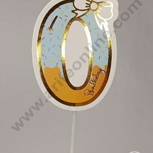 CAKE DECOR™ Zero Birthday Blue Donut Theme with Bow Paper Topper For Cake And Cupcake ( SBMT-PT-00B )