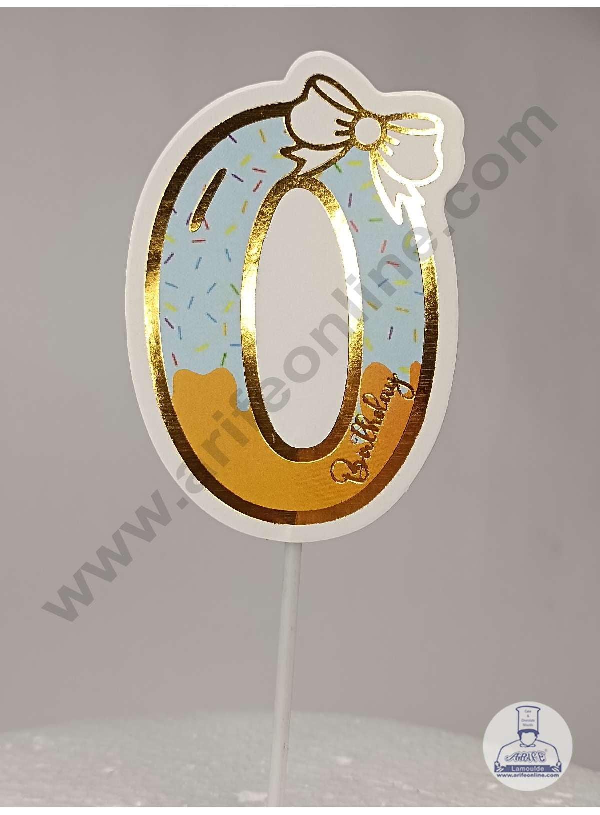 CAKE DECORβ’ Zero Birthday Blue Donut Theme with Bow Paper Topper For Cake And Cupcake ( SBMT-PT-00B )