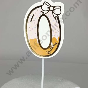 CAKE DECOR™ Zero Birthday Pink Donut Theme with Bow Paper Topper For Cake And Cupcake ( SBMT-PT-00P )