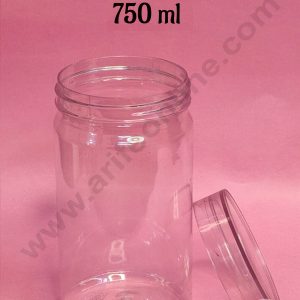 CAKE DECOR™ 1 Piece Plastic Transparent Cookies Jar With Clear Cap  - 750 ml