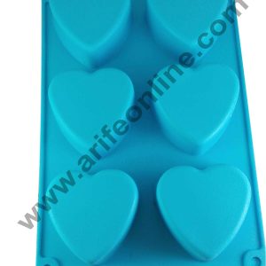 Cake Decor Silicon 6 in 1 Heart Shape Muffin Cupcake Mould