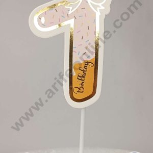 CAKE DECOR™ 7th Birthday Pink Donut Theme with Bow Paper Topper For Cake And Cupcake ( SBMT-PT-07P )