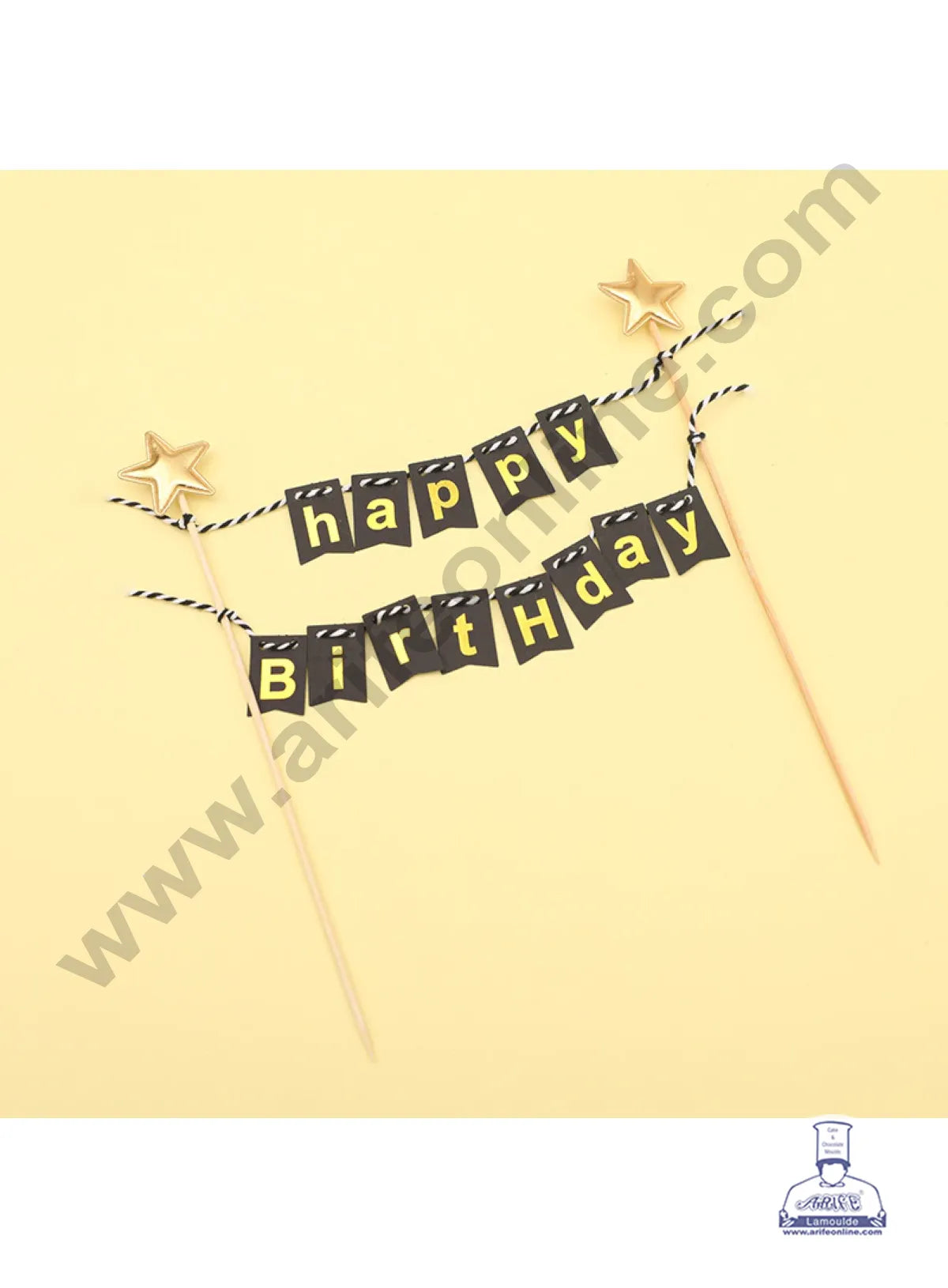 Cake Decorβ’ Happy Birthday Hanging Paper Topper - Black (SBMT-TP-038)
