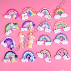 CAKE DECOR™ 1 Piece Multi Colour Rainbow Star Cloud Cake Toppers | Decoration Figurines | Assorted - (SBRainbow-005-Ass)