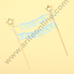 CAKE DECORβ’ 1 pcs Blue Hanging Happy Birthday Paper Topper For Cake