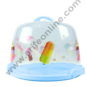CAKE DECORβ’ Multi-function Cake Case with Candy Print | Cake Carrier | Cake Keeper with Lid (Small) - Blue