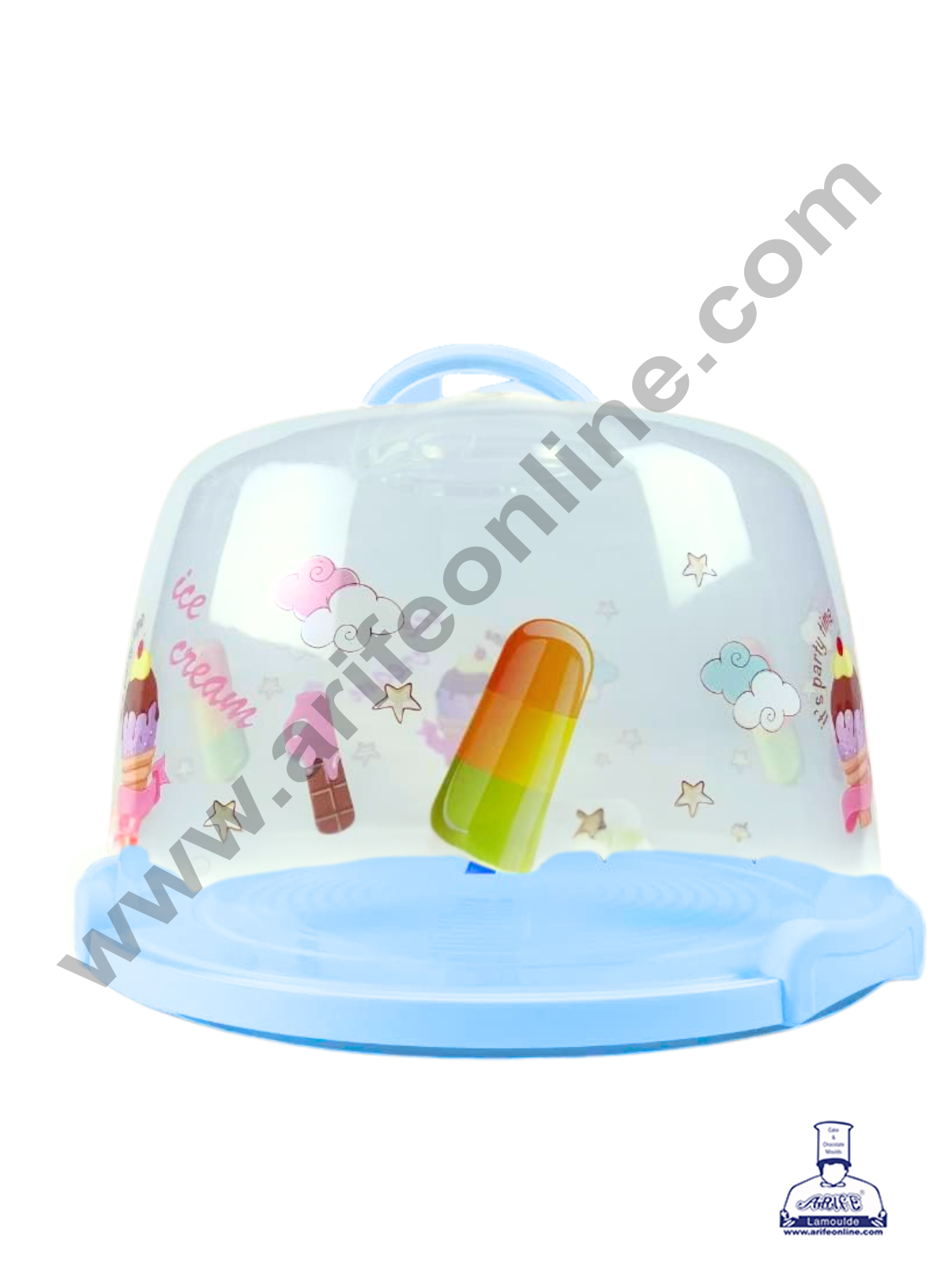 CAKE DECORβ’ Multi-function Cake Case with Candy Print | Cake Carrier | Cake Keeper with Lid (Small) - Blue