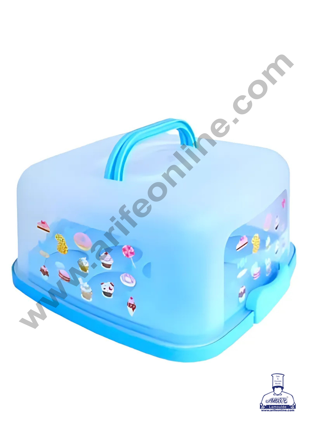 CAKE DECORβ’ 2 in 1 Square Cupcake Carrier and Cake Keeper with Lid | Cupcake Box to Fit 12 Cupcake - Blue