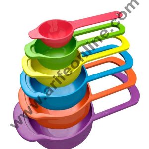 Cake Decor 6 in 1 Plastic Measuring Cups and Spoon, Multicolor Cups and Spoon Set