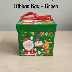 Christmas Square Hamper With Ribbon Box - Green | 15 x 15 x 15 cm | 1 Piece - CAKE DECORβ’