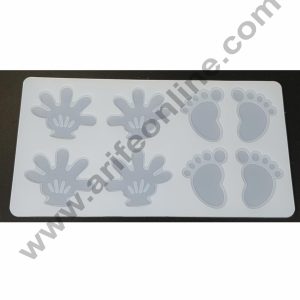 Cake Decor Silicon 8 in 1 Baby Feet and Gloves Shape Chocolate Garnishing Mould Cake Insert Decoration Mould