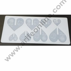 Cake Decor Silicon 8 in 1 Heart Shape Chocolate Garnishing Mould Cake Insert Decoration Mould