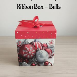Christmas Square Hamper Box With Ribbon - Balls | 15 x 15 x 15 cm | 1 Piece - CAKE DECORβ’