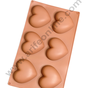 6 Cavity Deep 3D Heart Shape Silicon Mould - CAKE DECOR™