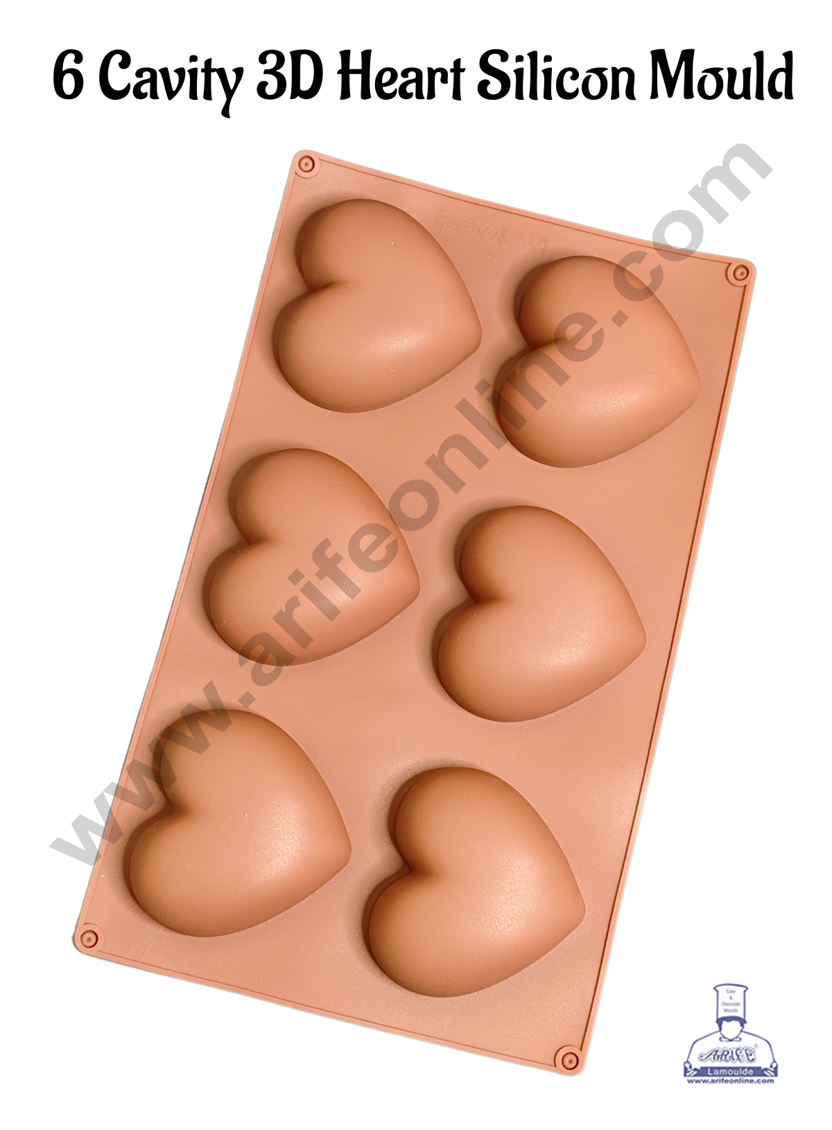 6 Cavity Deep 3D Heart Shape Silicon Mould - CAKE DECORβ’