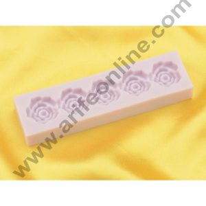 Cake Decor Silicone 5 Cavity Rose Shape Pink Fondant Marzipan Mould