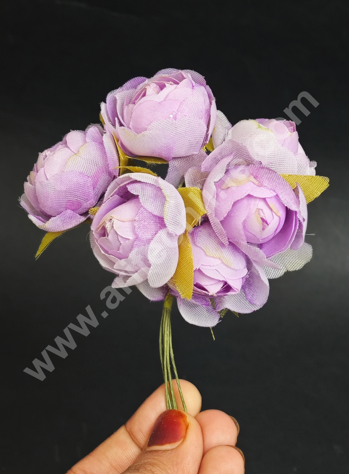 CAKE DECOR™ Small Peony Artificial Flower Bunch For Cake Decoration – Lavender ( 6 pc pack )