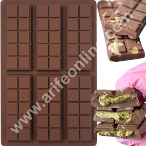 CAKE DECORβ’ 6 Cavity Deep Square Bar Kunafa Chocolate Silicone Mould | Pistachio Kunafa Chocolate Bar Mould (Design-13)