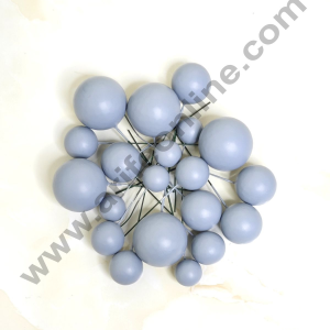 CAKE DECOR™ Matte Light Grey Faux Ball Topper For Cake and Cupcake Decoration - 20 pcs Pack