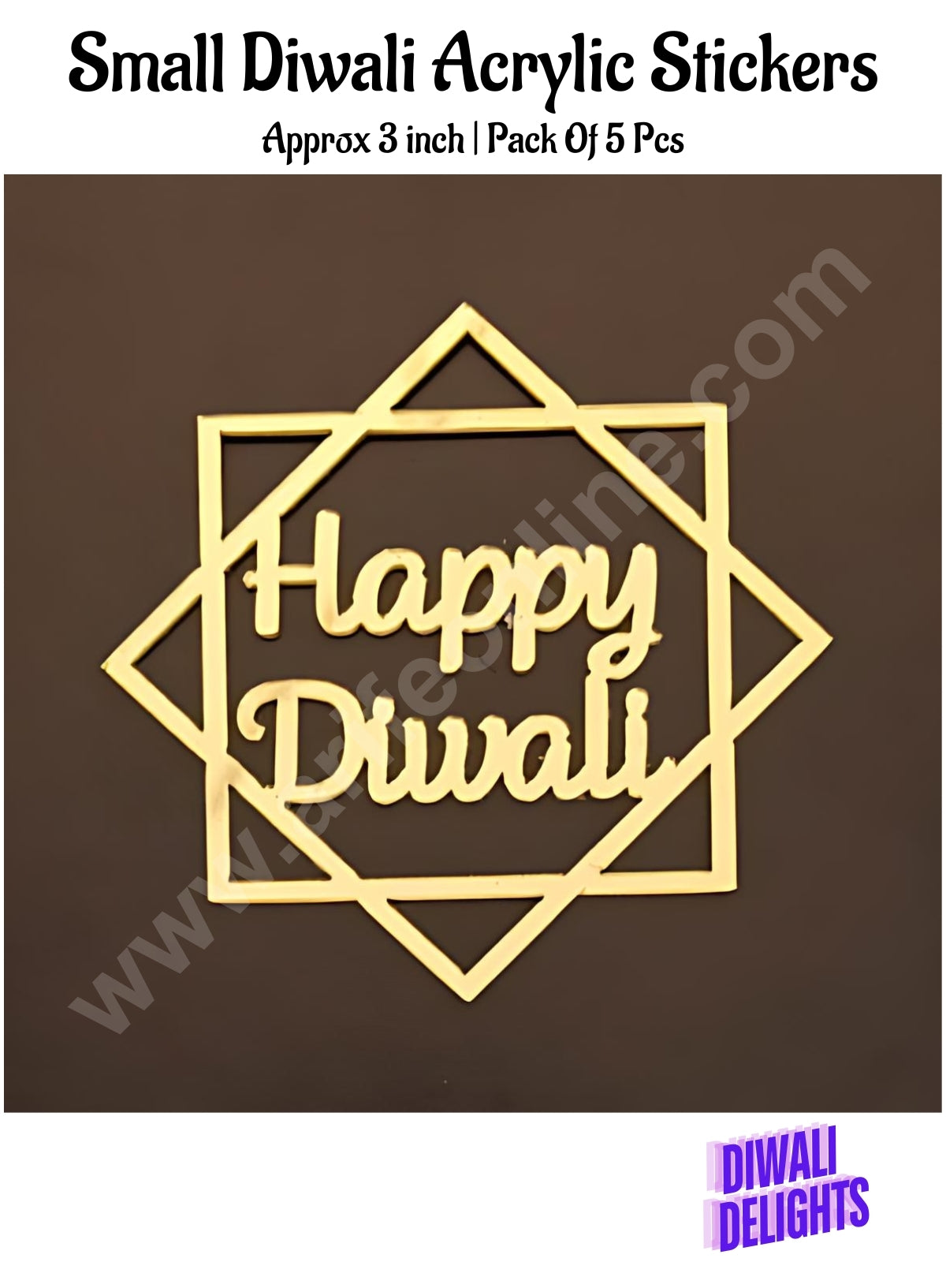Cake Decor™ Small Diwali Acrylic Stickers For Hampers Cake and Cupcakes Toppers ( SBMT-DStick-002 )