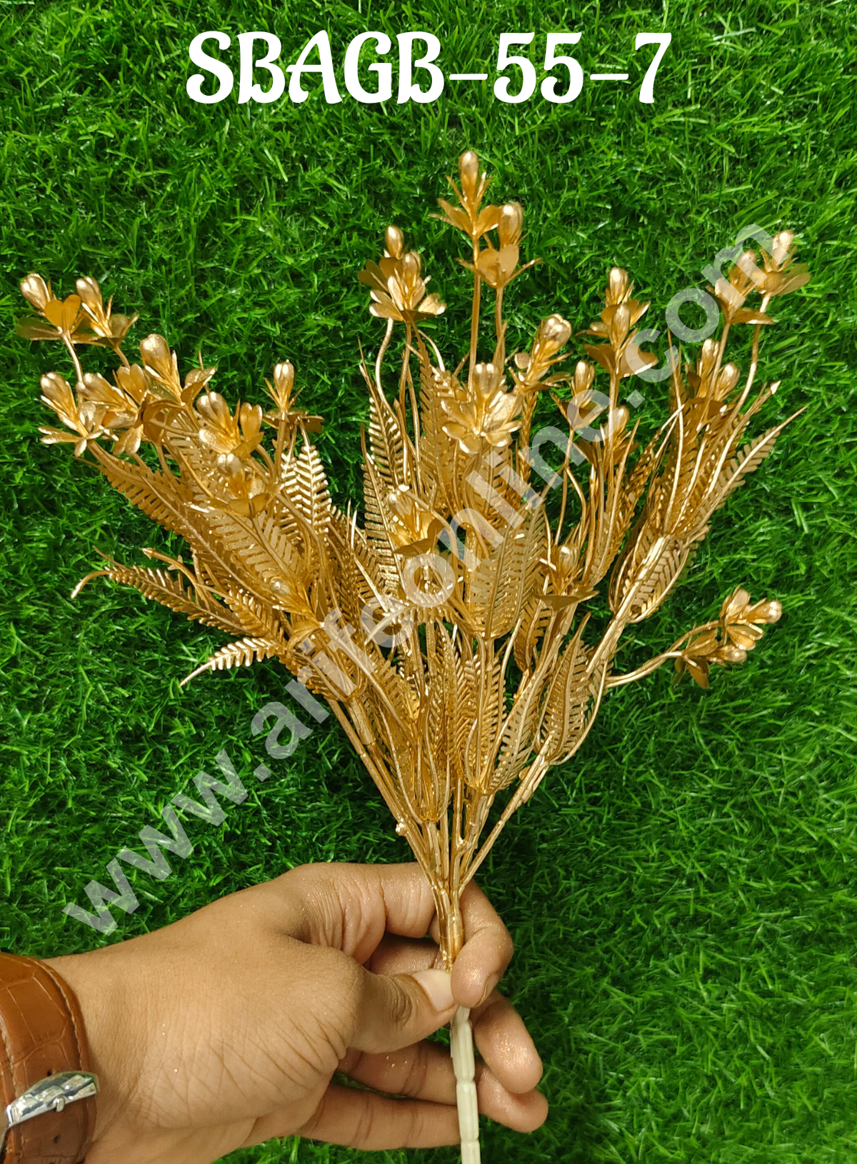 CAKE DECORβ’ Gold Artificial Rose Flower Bouquet Decorative Item For Cake Decoration- 1 Stick (SBAGB-55-7)
