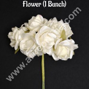 Small White Shiny Rose Artificial Flower For Cake Decoration – White ( 1 Bunch ) - CAKE DECOR™