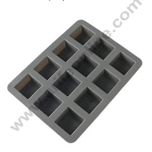 CAKE DECORβ’ 12 Cavity Square Shape Silicone moulds for Soaps, Chocolate Jelly Desserts (SBSM-LBM1204)
