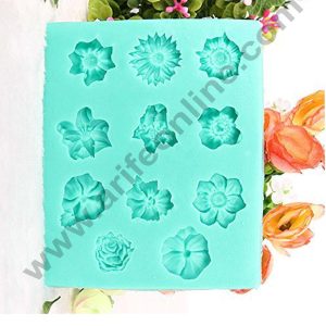 Cake Decor Silicon 11 Cavity Flowers Silicone Fondant Mould Marzipan Mould