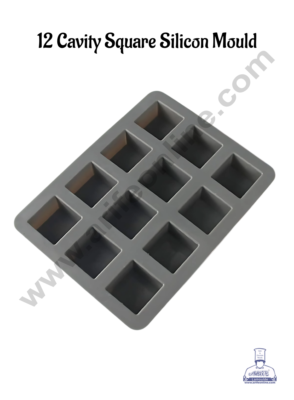 CAKE DECORβ’ 12 Cavity Square Shape Silicone moulds for Soaps, Chocolate Jelly Desserts (SBSM-LBM1204)