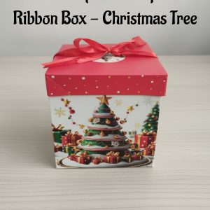 Christmas Square Hamper Box With Ribbon - Christmas Tree | 15 x 15 x 15 cm | 1 Piece - CAKE DECORβ’