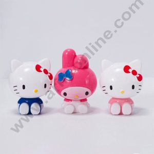 CAKE DECOR™ 3 Pcs Set Cute Hello Kitty Plastic Toy for Cake Topper (SB-T-SL-0752)
