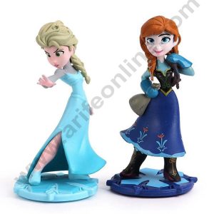 CAKE DECOR™ 2 Pcs Set Elsa Anna Princess Frozen Toys Plastic Action Figures Toys(SB-T-SL-0262)