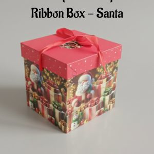 Christmas Square Hamper Box With Ribbon - Santa | 15 x 15 x 15 cm | 1 Piece - CAKE DECORβ’