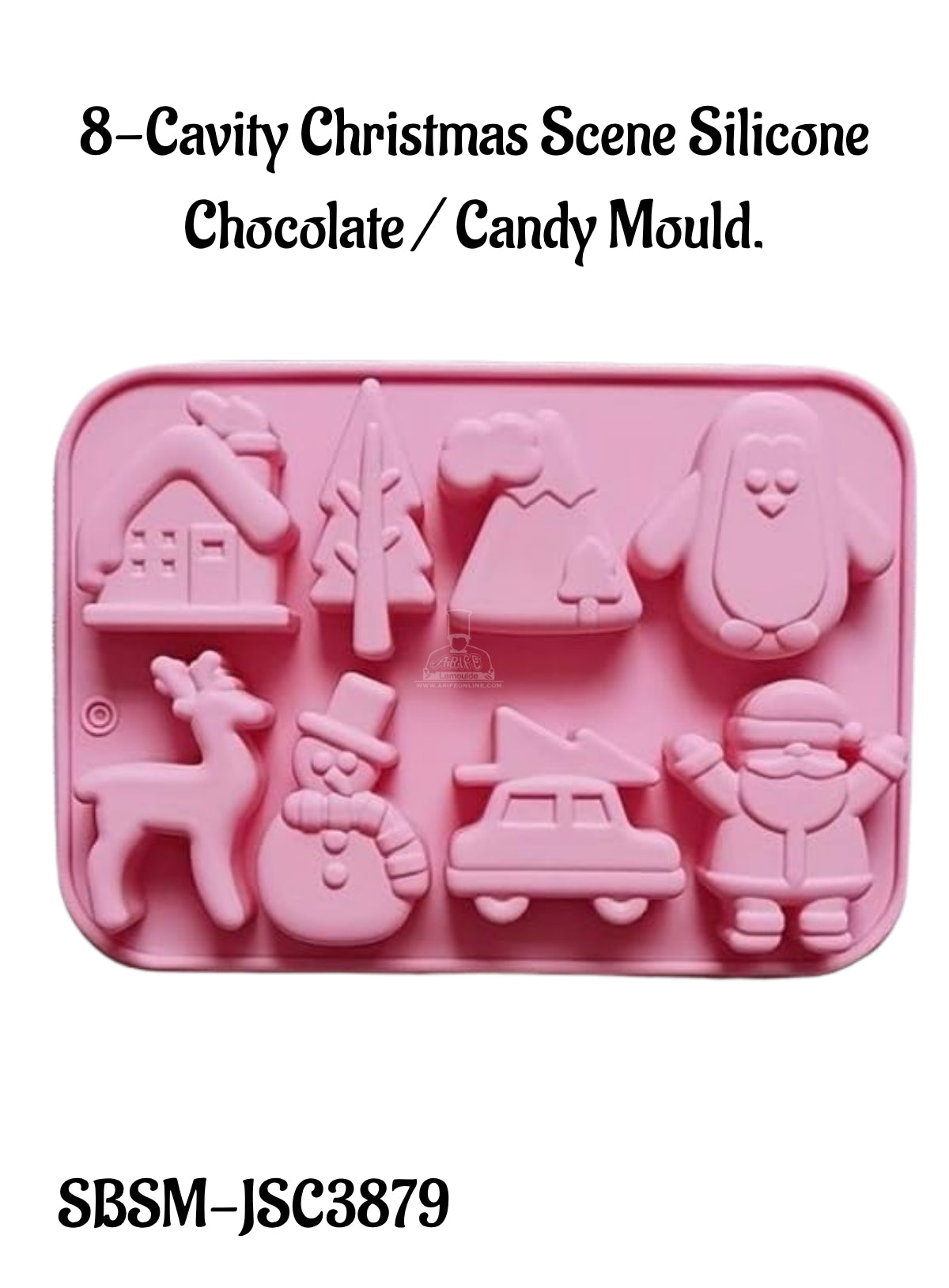 CAKE DECOR™ Silicon 8 Cavity Christmas Theme Tree, Snowman, House, Deer Silicon Chocolate Mould Jelly Mould SBCM-LBM1150 / JSC3879