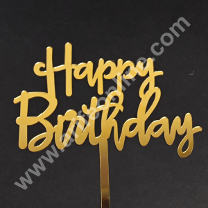 5 inch Golden Acrylic Happy Birthday Cut-Out Cake Topper Cake Decoration Dessert Decoration CAKE DECORβ’