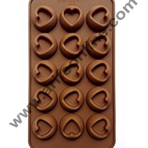 Cake Decor Silicon 15 Cavity Heart Design Brown Chocolate Mould, Ice Mould, Chocolate Decorating Mould
