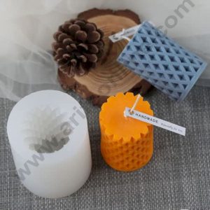 3D Silicon 1 Cavity Criss Cross Grid Pillar Design Silicon Candle Mould, Silicon Soap Mould (SBSP-DYF6138) - CAKE DECOR™