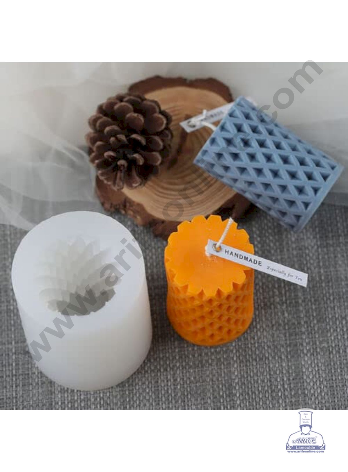 3D Silicon 1 Cavity Criss Cross Grid Pillar Design Silicon Candle Mould, Silicon Soap Mould (SBSP-DYF6138) - CAKE DECORβ’