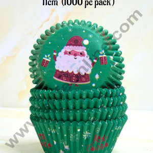 Cake Decorβ’ Green Cupcake Liner Santa With Gifts - 11 cm | Baking Cups | Cupcake Mold Paper | Muffin Liners | 1000 pcs Pack