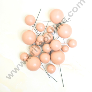 CAKE DECOR™ Matte Dark Pastel Peach Faux Ball Topper For Cake and Cupcake Decoration - 20 pcs Pack