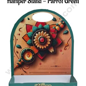 Happy Raksha Bandhan Foldable Hamper Stand -Parrot Green- CAKE DECOR™