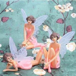 CAKE DECOR™ 3 Pieces Pink Fairy With Wings Plastic Toys for Cake Toppers SB-T-SL-0280