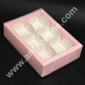6 Cavity Premium Chocolate Box with Clear Lid | Pink | 1 Piece Pack