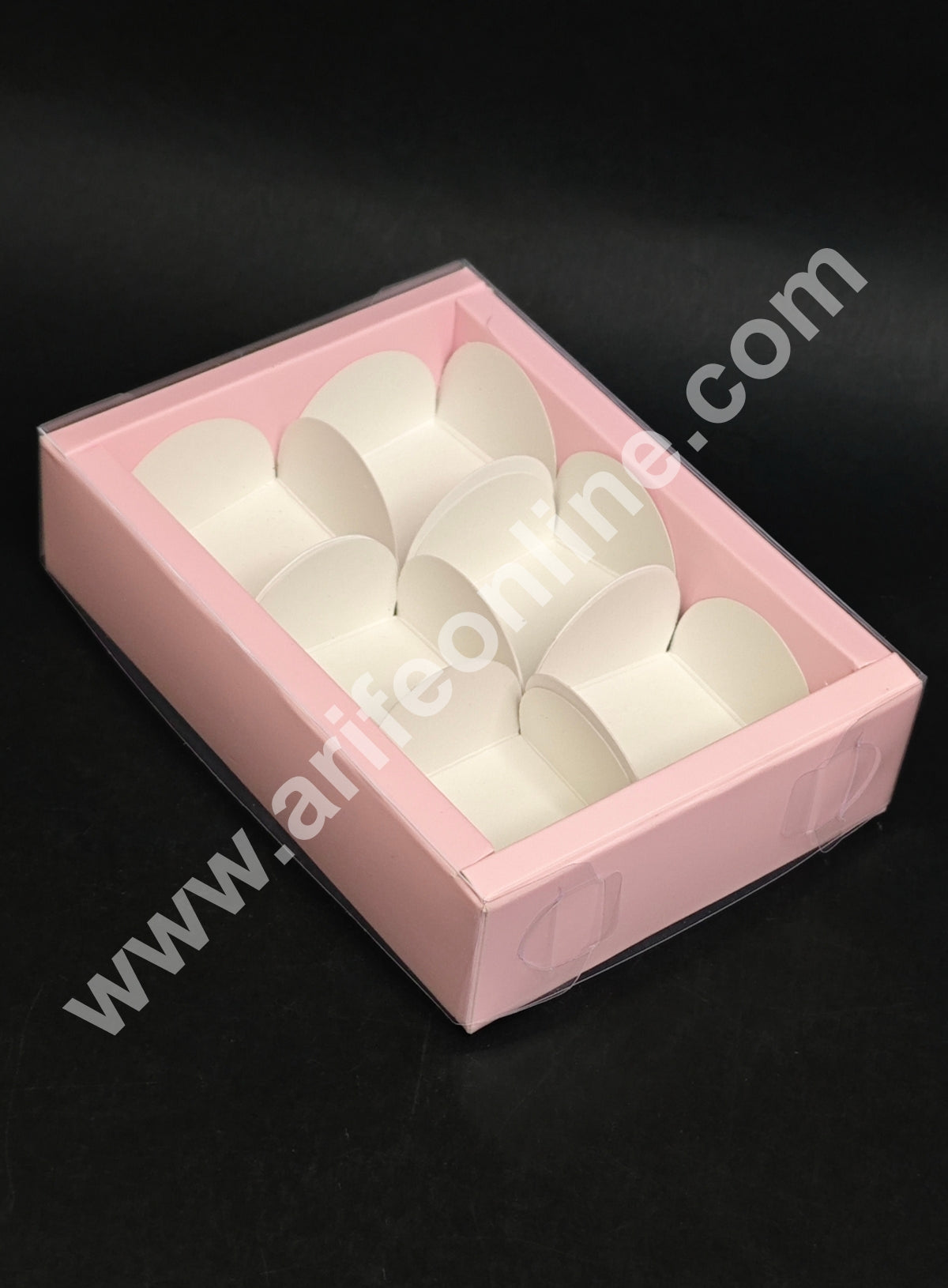 6 Cavity Premium Chocolate Box with Clear Lid | Pink | 1 Piece Pack
