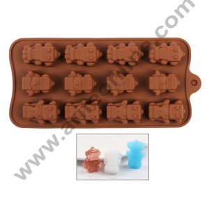 Cake Decor Silicon 15 Cavity Robot Shape Design Brown Chocolate Mould, Ice Mould, Chocolate Decorating Mould