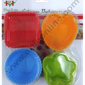 Cake Decor 12 Pcs Silicon Muffin Moulds Cup Cake Mould | Reusable, Multi-color