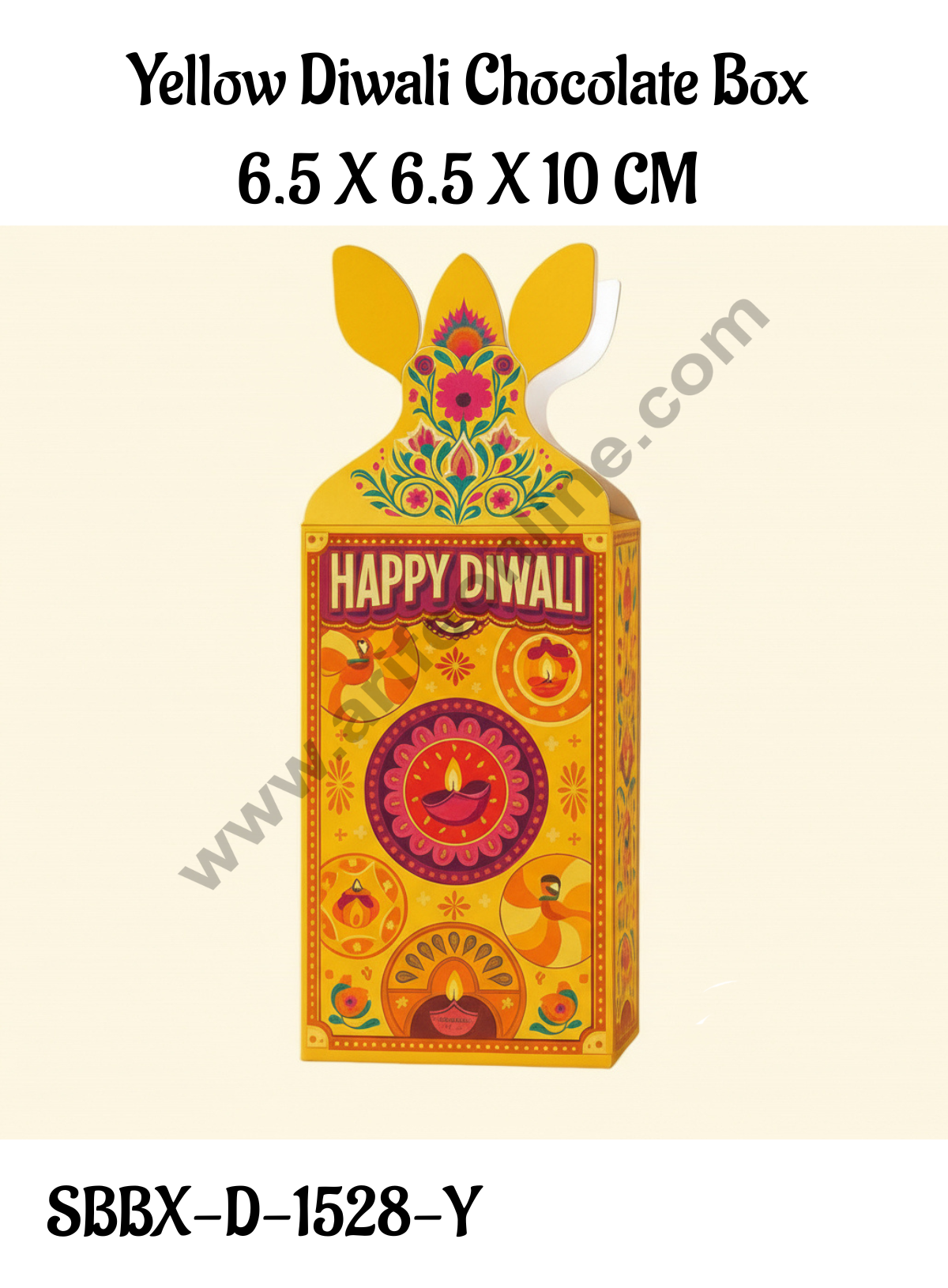 Cake Decor Yellow Diwali Boxes Chocolate Gift Sweet box Dry Fruits Printed Box (Pack of 10pcs)