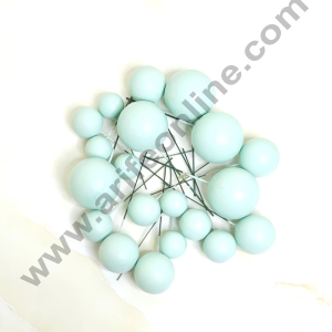 CAKE DECOR™ Matte Pastel Mint Green Faux Ball Topper For Cake and Cupcake Decoration - 20 pcs Pack