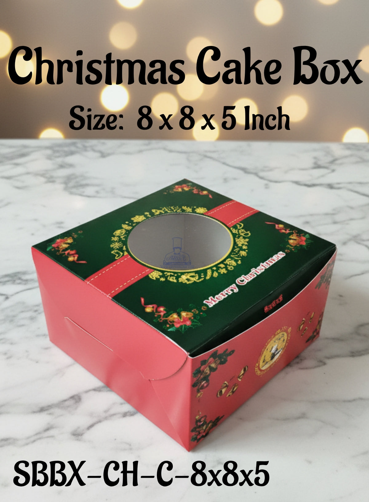 Large Christmas Cake Box | Size: 8 x 8 x 5 Inch | 10 Piece Pack - CAKE DECORβ’