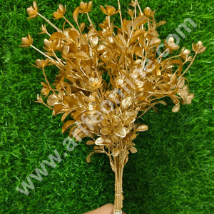 CAKE DECORβ’ Artificial Gold Glittered Small Leaf Plant Decorative Item For Cake Decoration- 1 Stick (SBAGB-55-8)